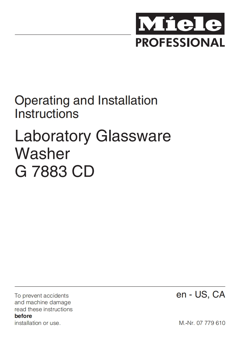 操作说明书手册-for-Miele-Lab-Washer-G7883