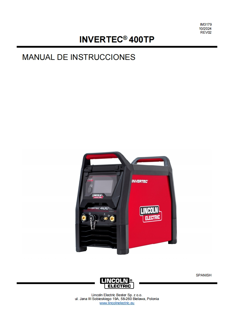 操作说明书手册Instrucciones-INVERTEC-400TP