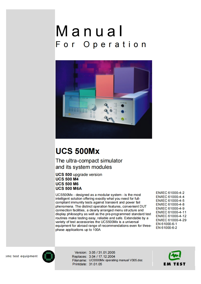 操作说明书手册UCS500Mx