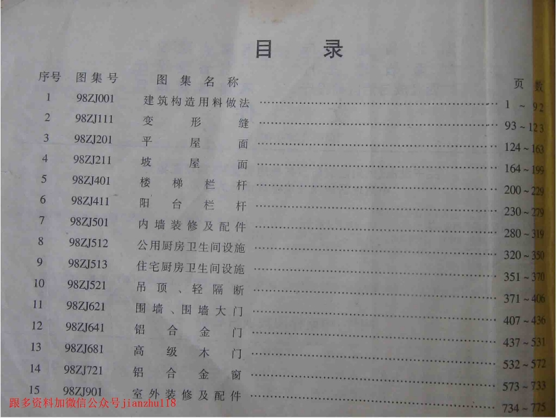 新版中南标建筑构配件图集_全套2000版