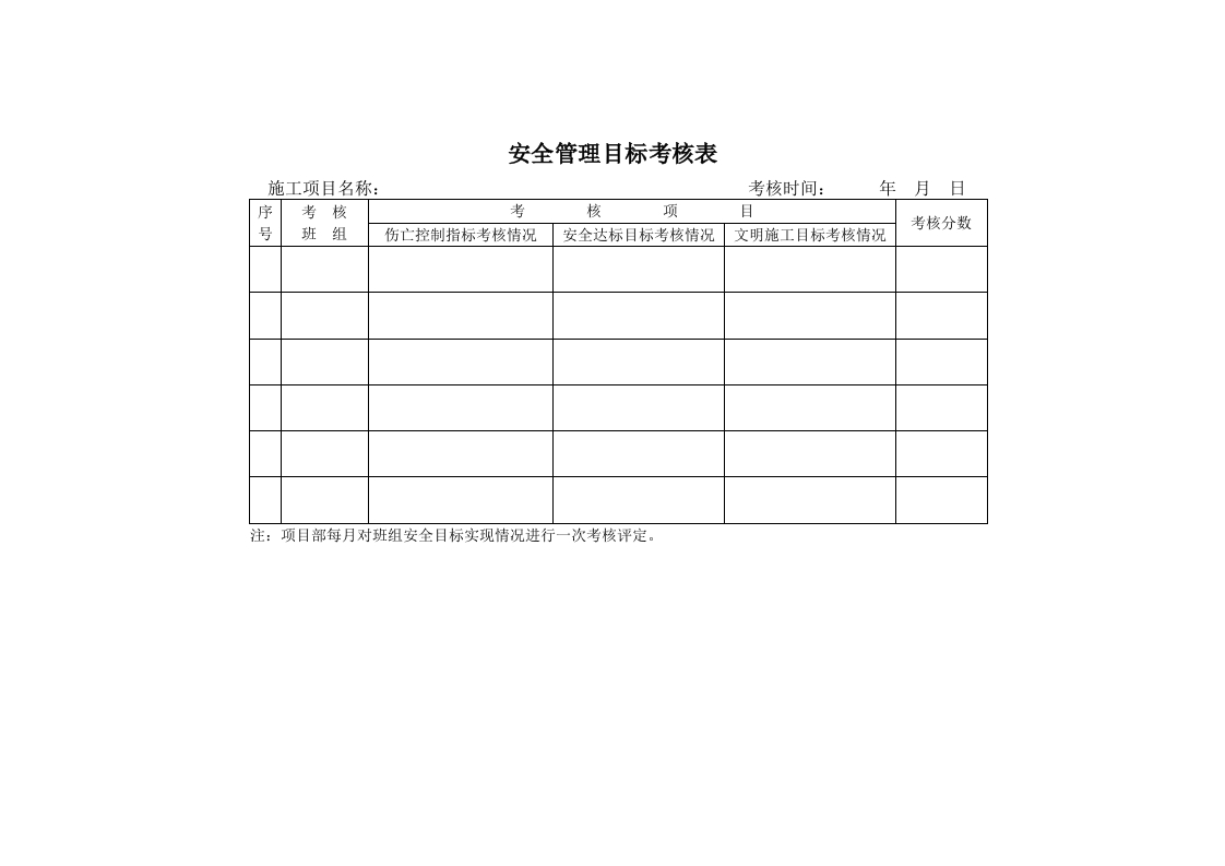 新版安全管理目标考核表