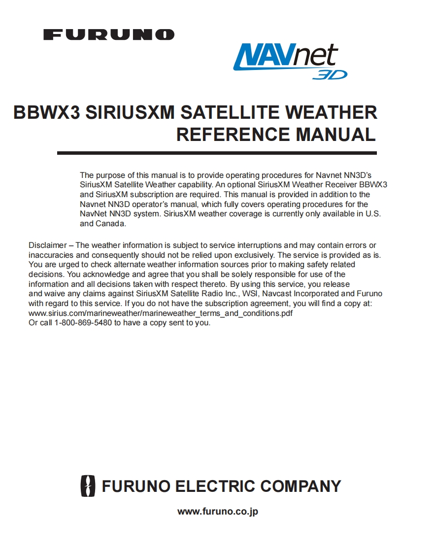 日本古野FURUNO-bbwx3_sirius_satellite_weather_reference_manual说明书手册_for_navnet_3d_v2