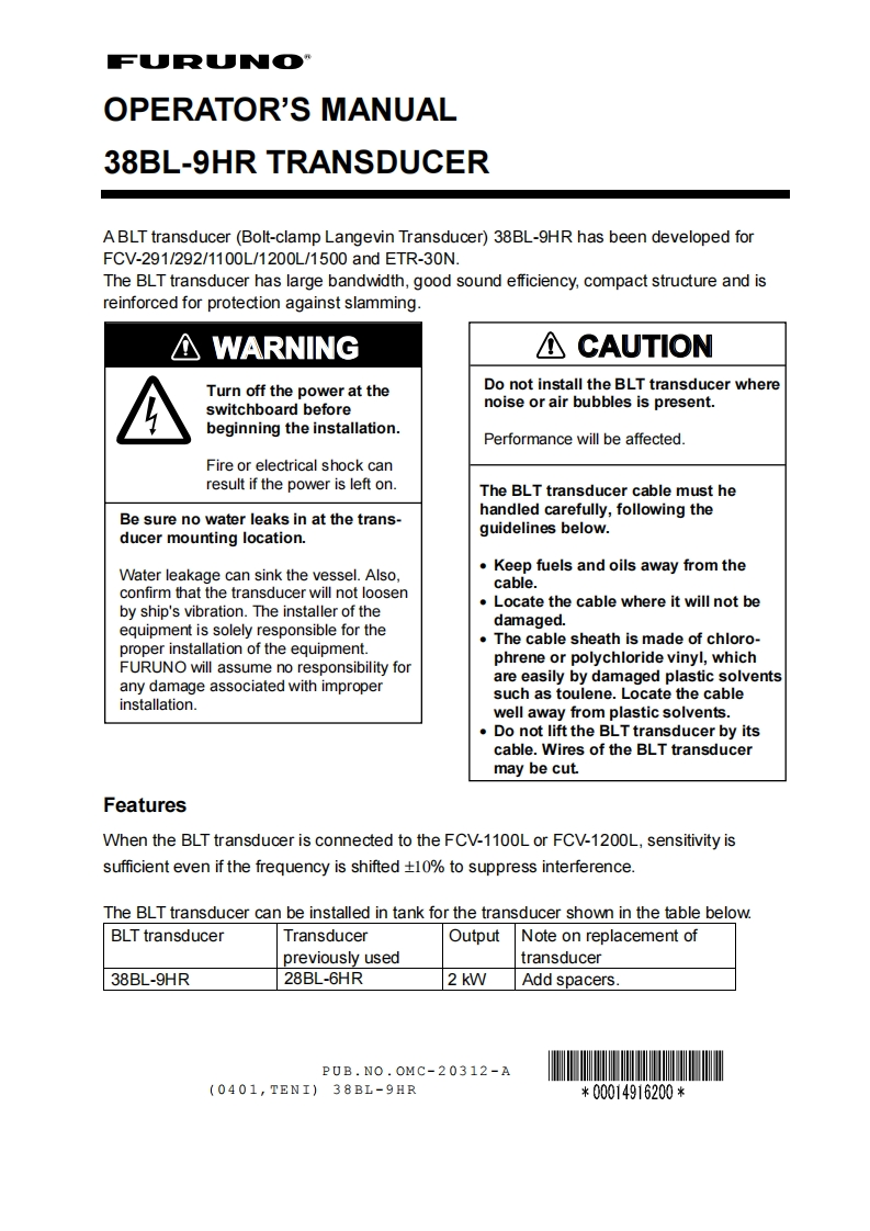 日本古野FURUNO-ca38bl9hr_安装调试说明书手册