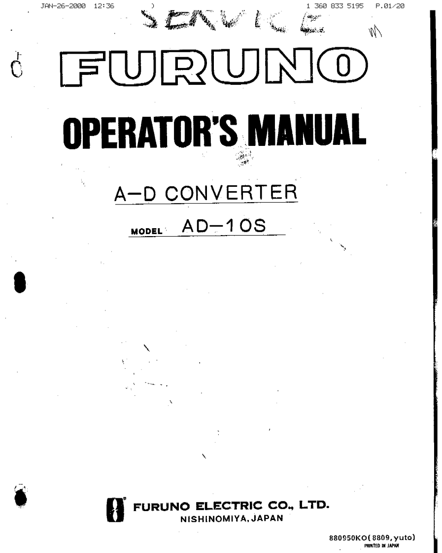 日本古野FURUNOad10s_安装调试说明书手册