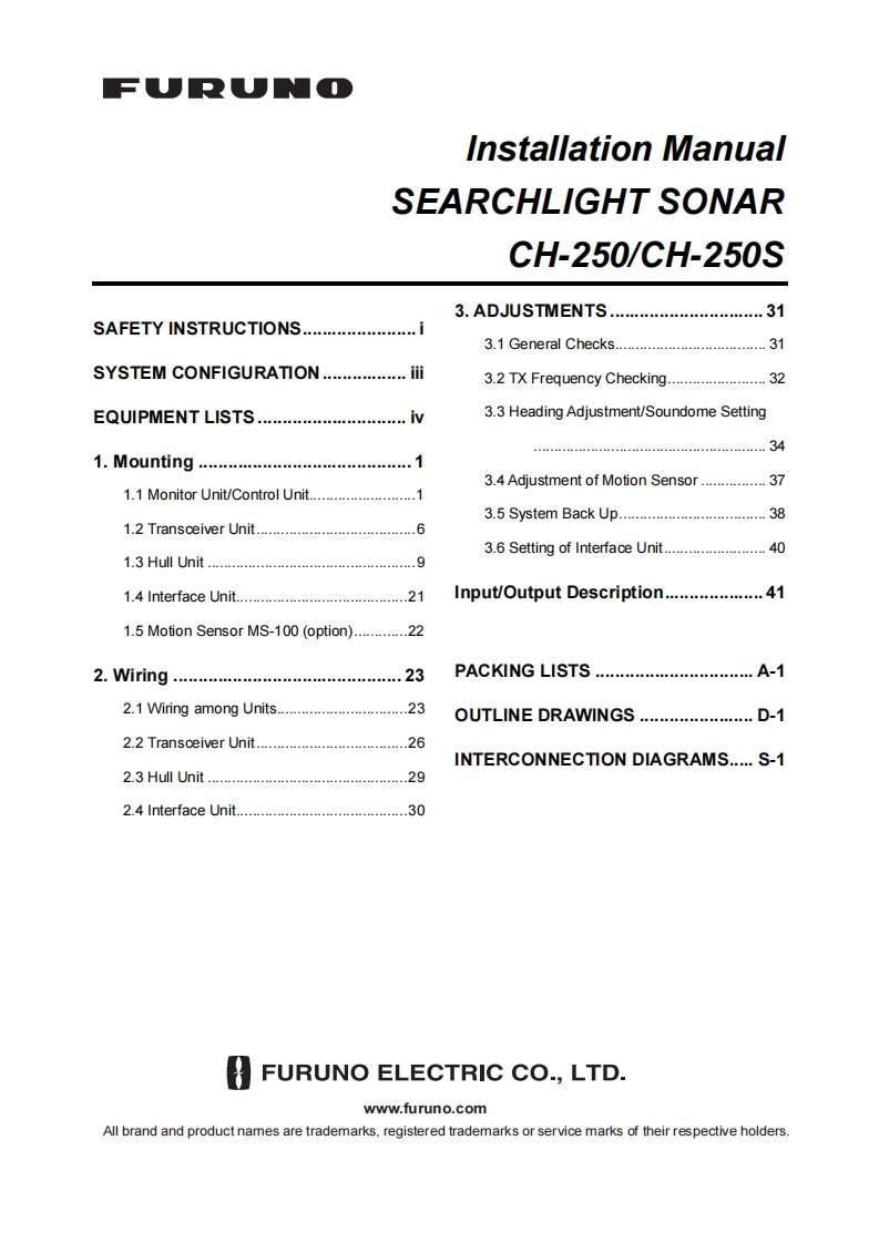 日本古野FURUNOch250_安装调试说明书手册_m__12-1-11