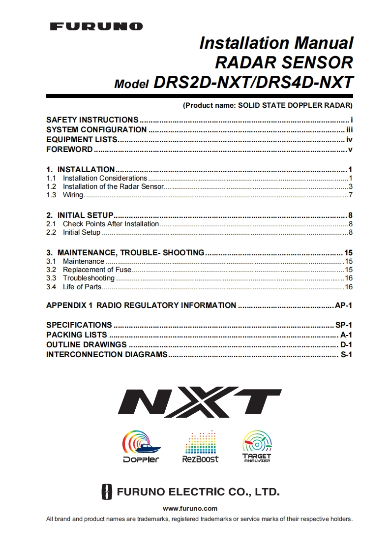 日本古野FURUNOdrs2dnxt_drs4dnxt_安装调试说明书手册
