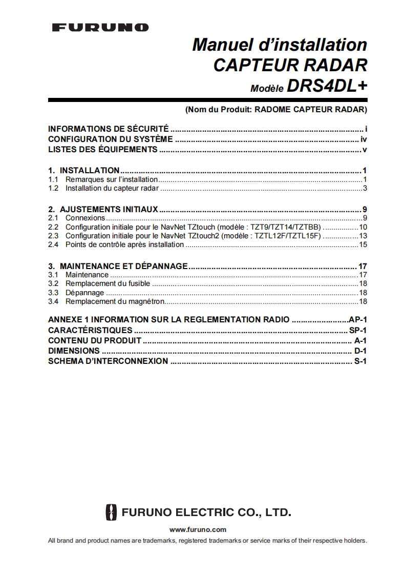 日本古野FURUNOdrs4dl_plus_french_安装调试说明书手册