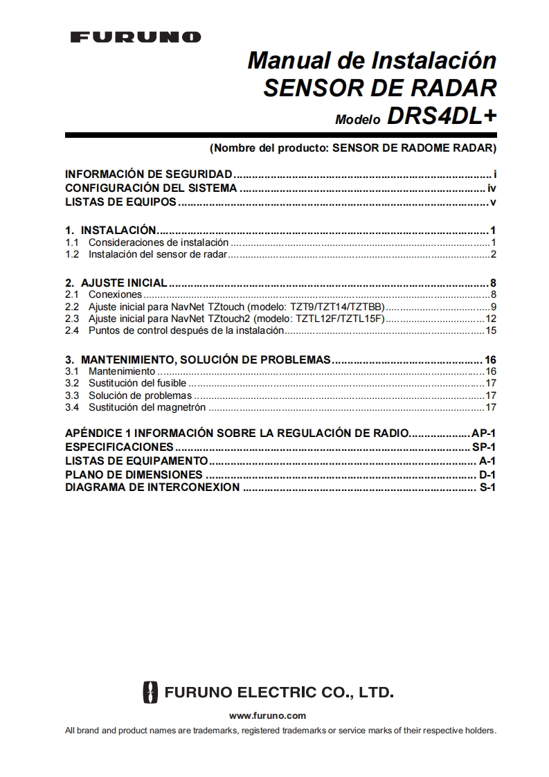 日本古野FURUNOdrs4dl_plus_spanish_安装调试说明书手册