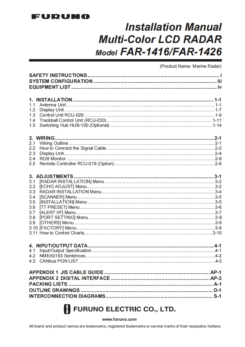 日本古野FURUNOfar1416_far1426_安装调试说明书手册(1)