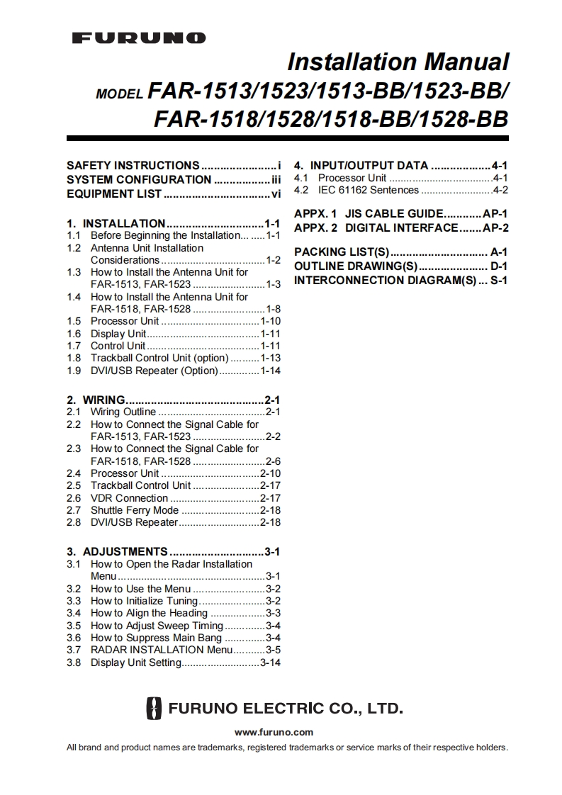 日本古野FURUNOfar15x3_far15x8_安装调试说明书手册(1)