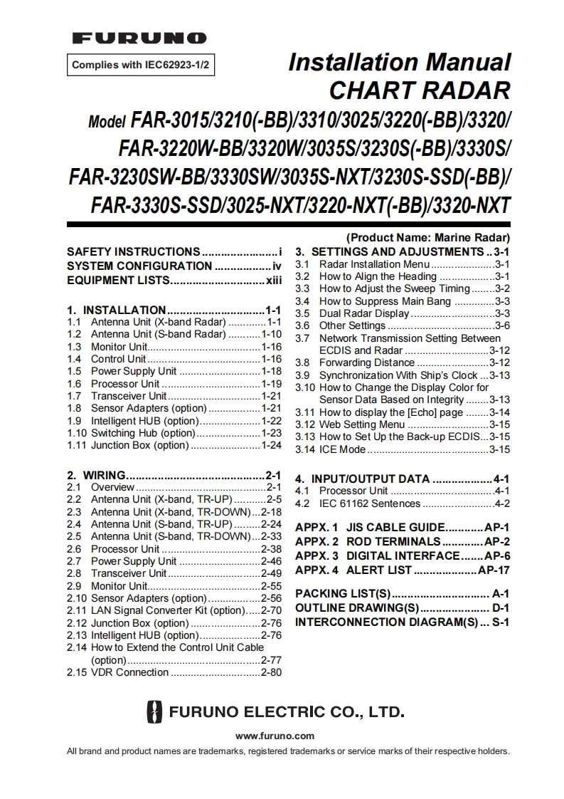 日本古野FURUNOfar3000_series_安装调试说明书手册(1)