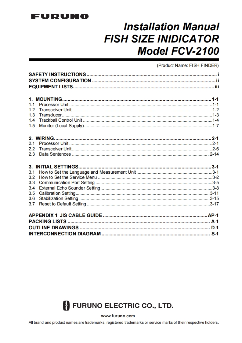 日本古野FURUNOfcv2100_安装调试说明书手册(1)
