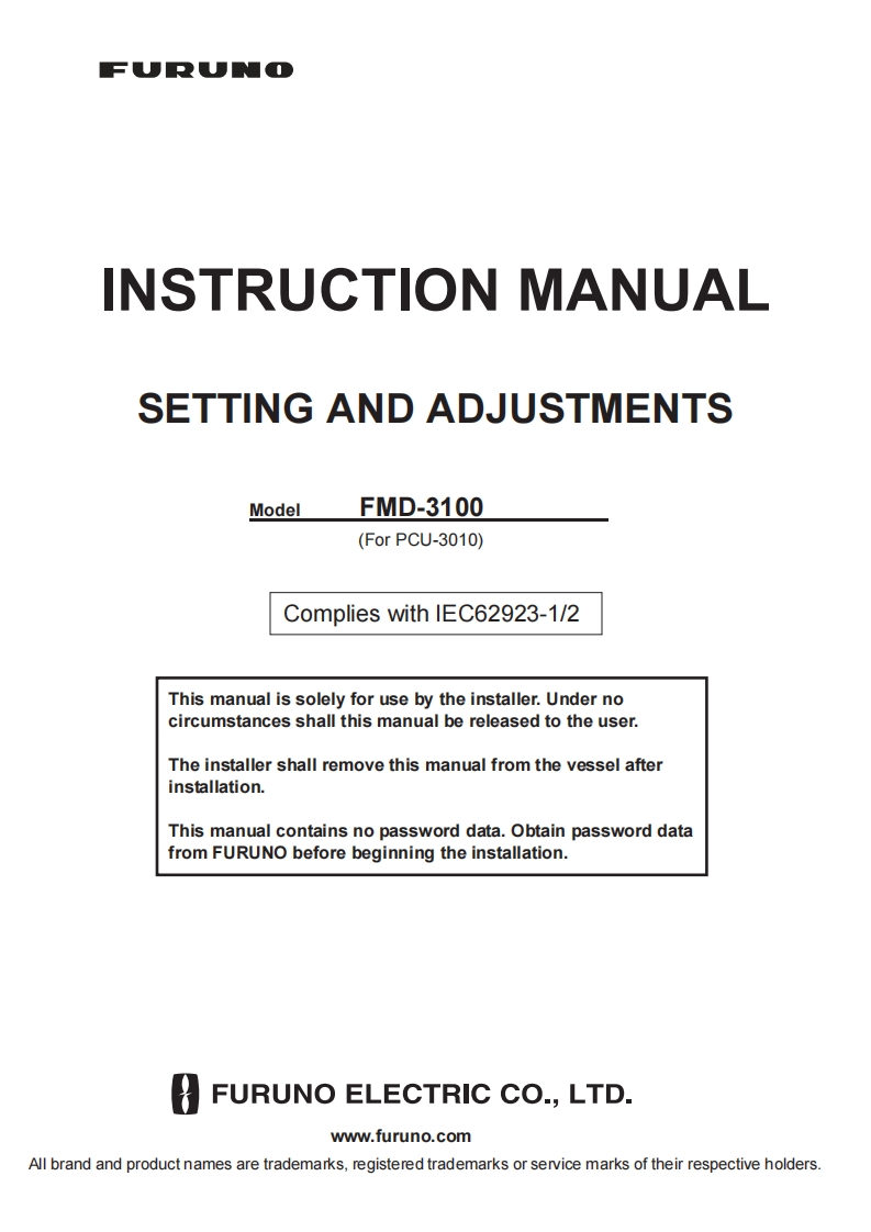 日本古野FURUNOfmd3100_pcu3010_settings_and_adjustments_manual说明书手册
