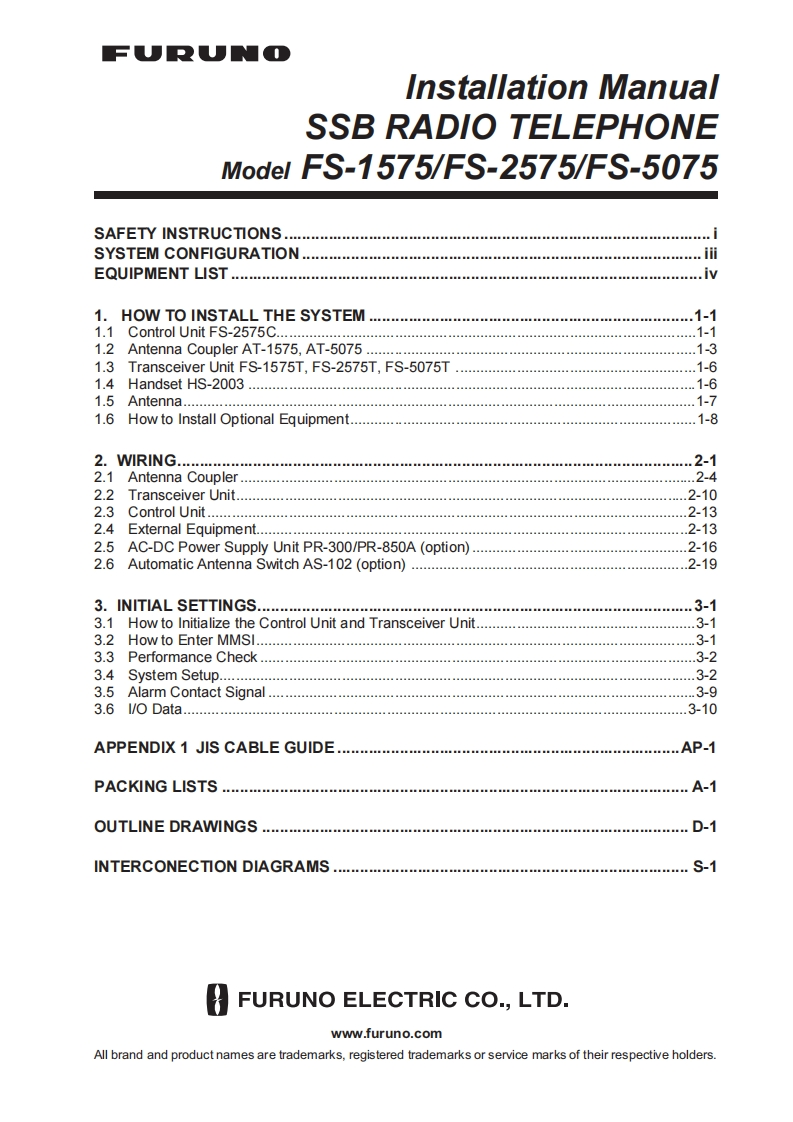 日本古野FURUNOfs1575_2575_5075_安装调试说明书手册(1)