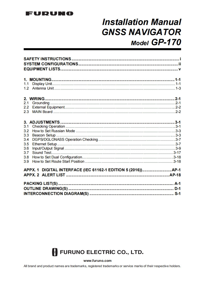 日本古野FURUNOgp170_安装调试说明书手册(1)