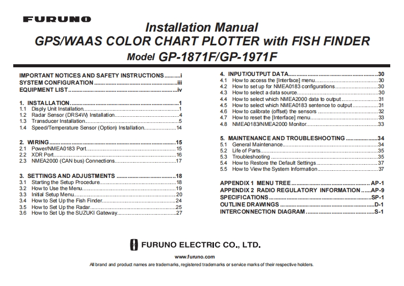 日本古野FURUNOgp1871f_gp1971f_安装调试说明书手册(1)