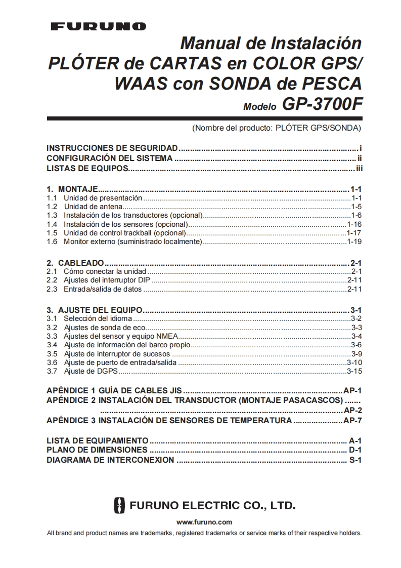 日本古野FURUNOgp3700f_spanish_安装调试说明书手册(1)