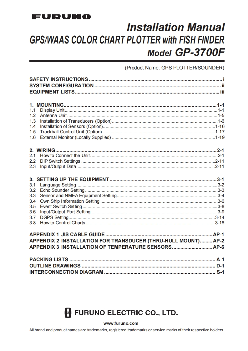 日本古野FURUNOgp3700f_安装调试说明书手册(1)