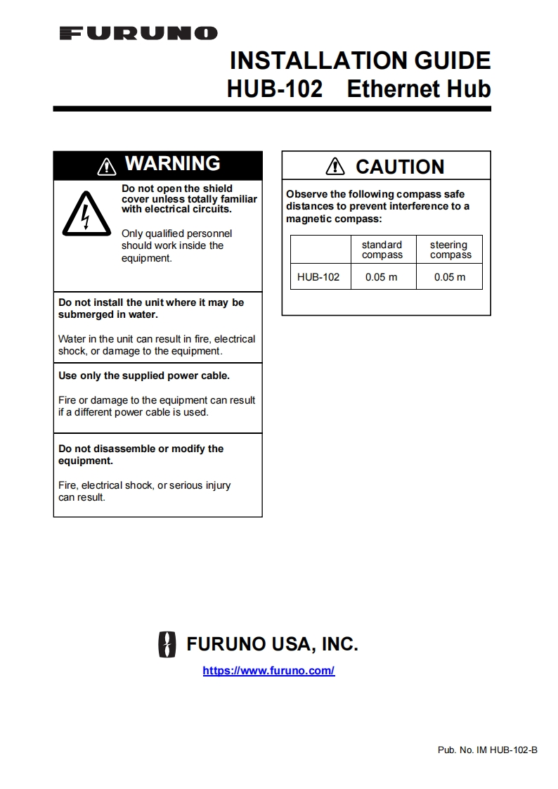 日本古野FURUNOhub102_安装说明书