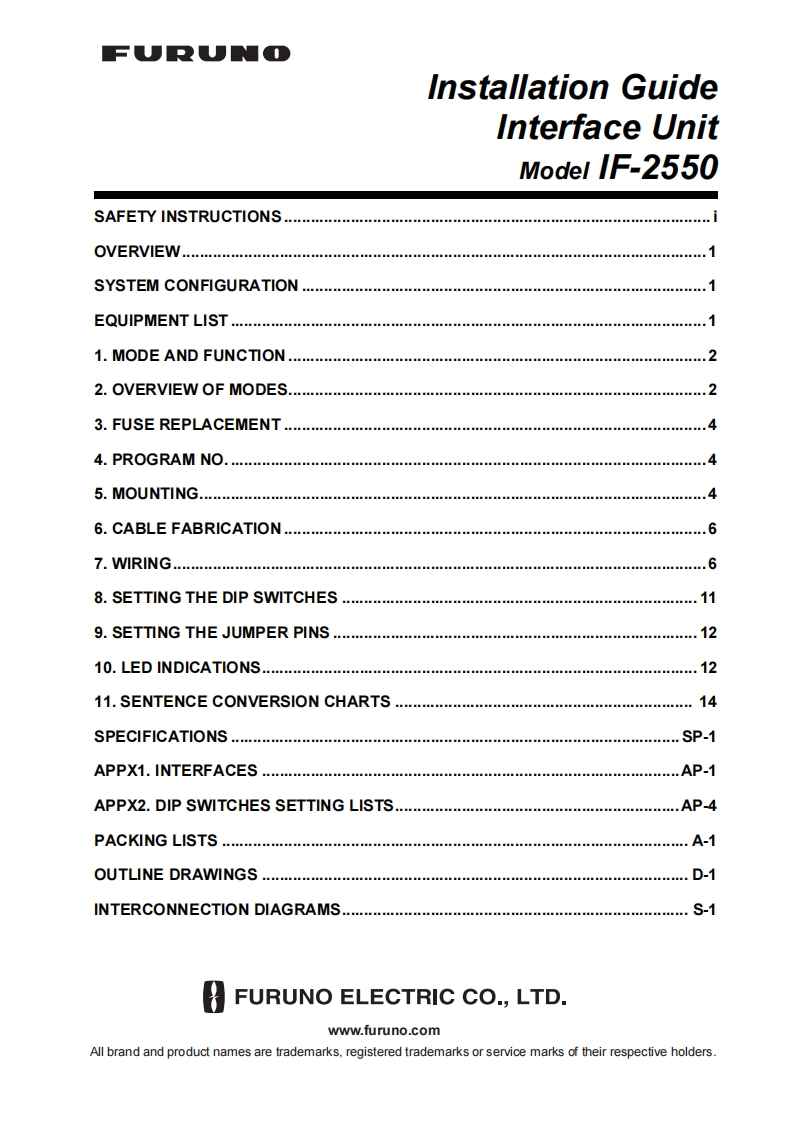 日本古野FURUNOif2550_安装说明书