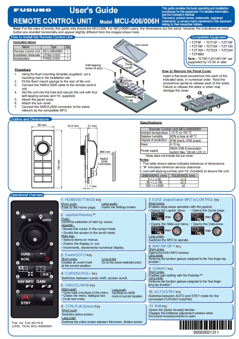 日本古野FURUNOmcu006_6h_安装调试说明书