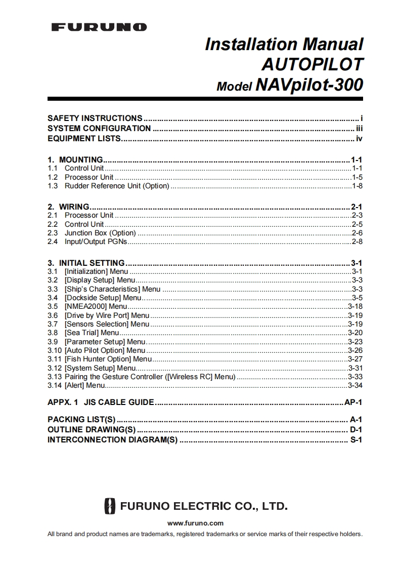 日本古野FURUNOnavpilot300_安装调试说明书手册
