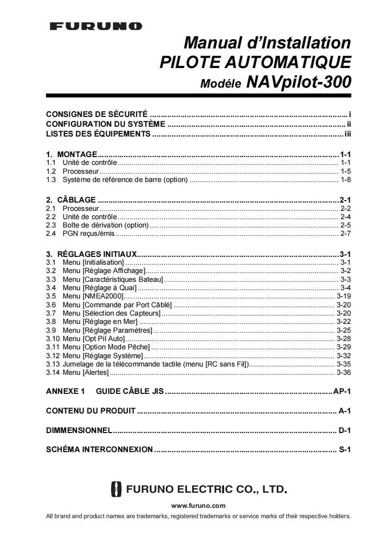 日本古野FURUNOnavpilot_300_french_安装调试说明书手册(1)