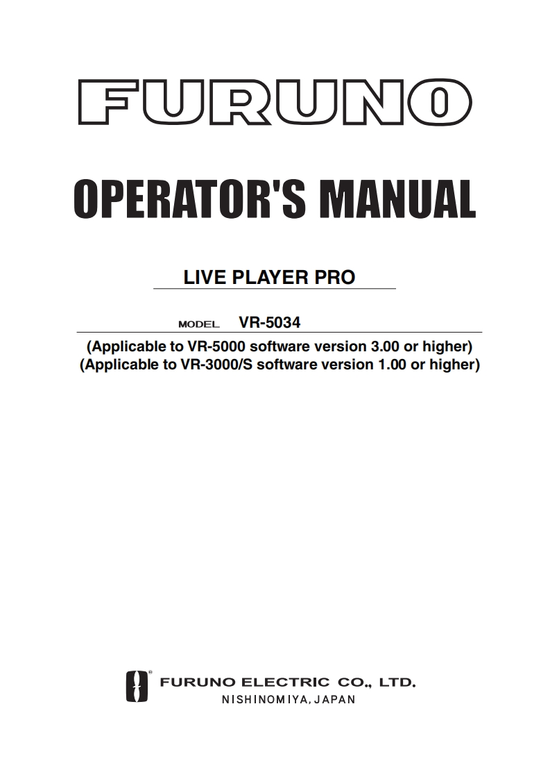 日本古野vr3000_live_player_pro_operators_manual操作说明书手册_for_version_1xx