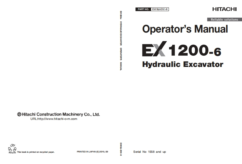 日立Hitachi-EX1200-6-Hydraulic-Excavator-操作与维修维护手册-找手册网