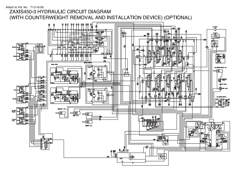 日立Hitachi-Zaxis-450-Hydraulic-Circuit-Duagram挖掘机电器原理图