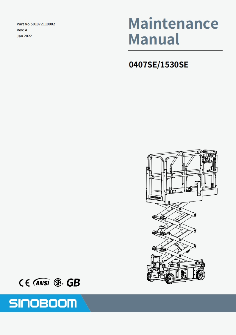 星邦重工SINOBOOM-0407SE1530SE维修说明书手册