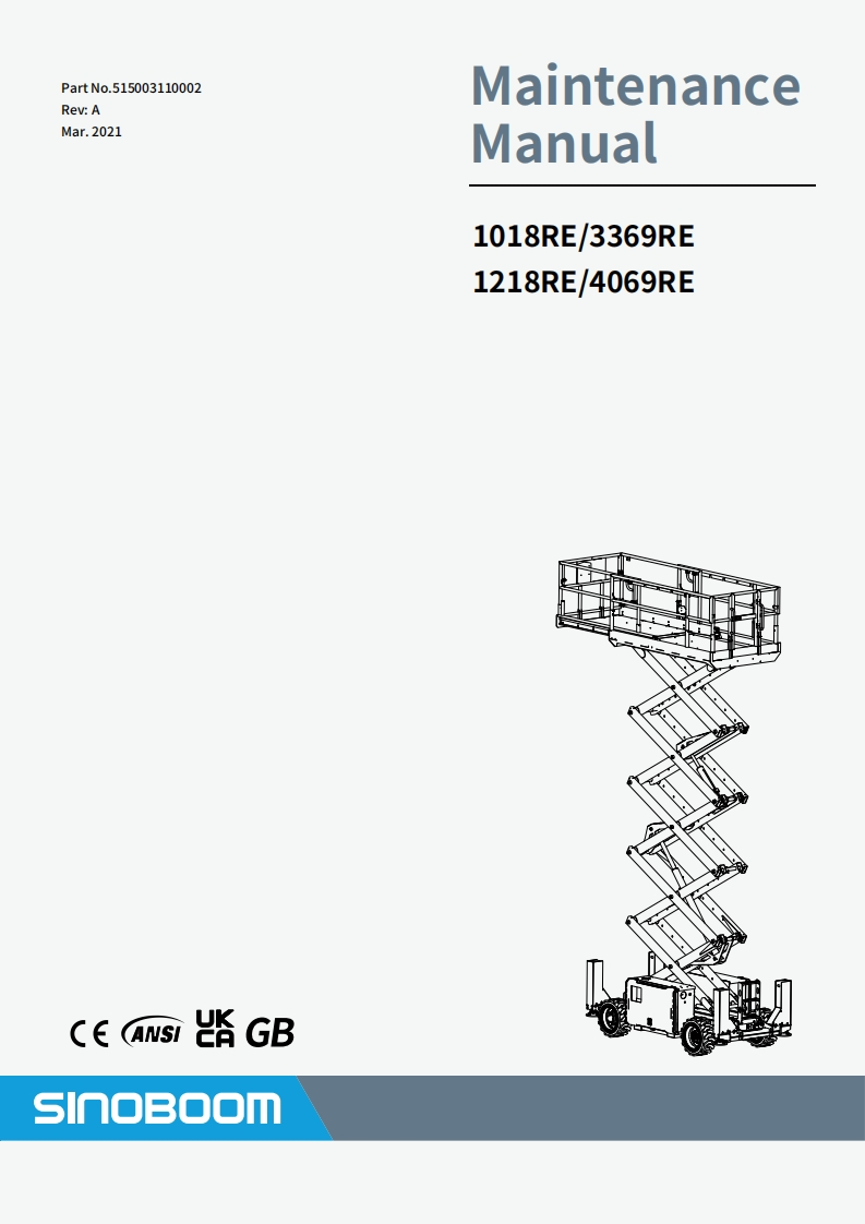 星邦重工SINOBOOM-1018RE3369RE维修说明书手册