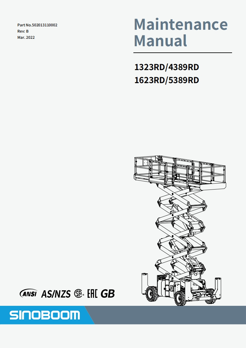 星邦重工SINOBOOM-1323RD4389RD维修说明书手册