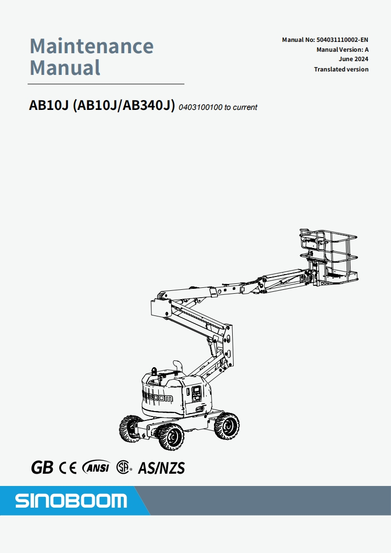 星邦重工SINOBOOM-AB10J-(AB10JAB340J)维修说明书手册