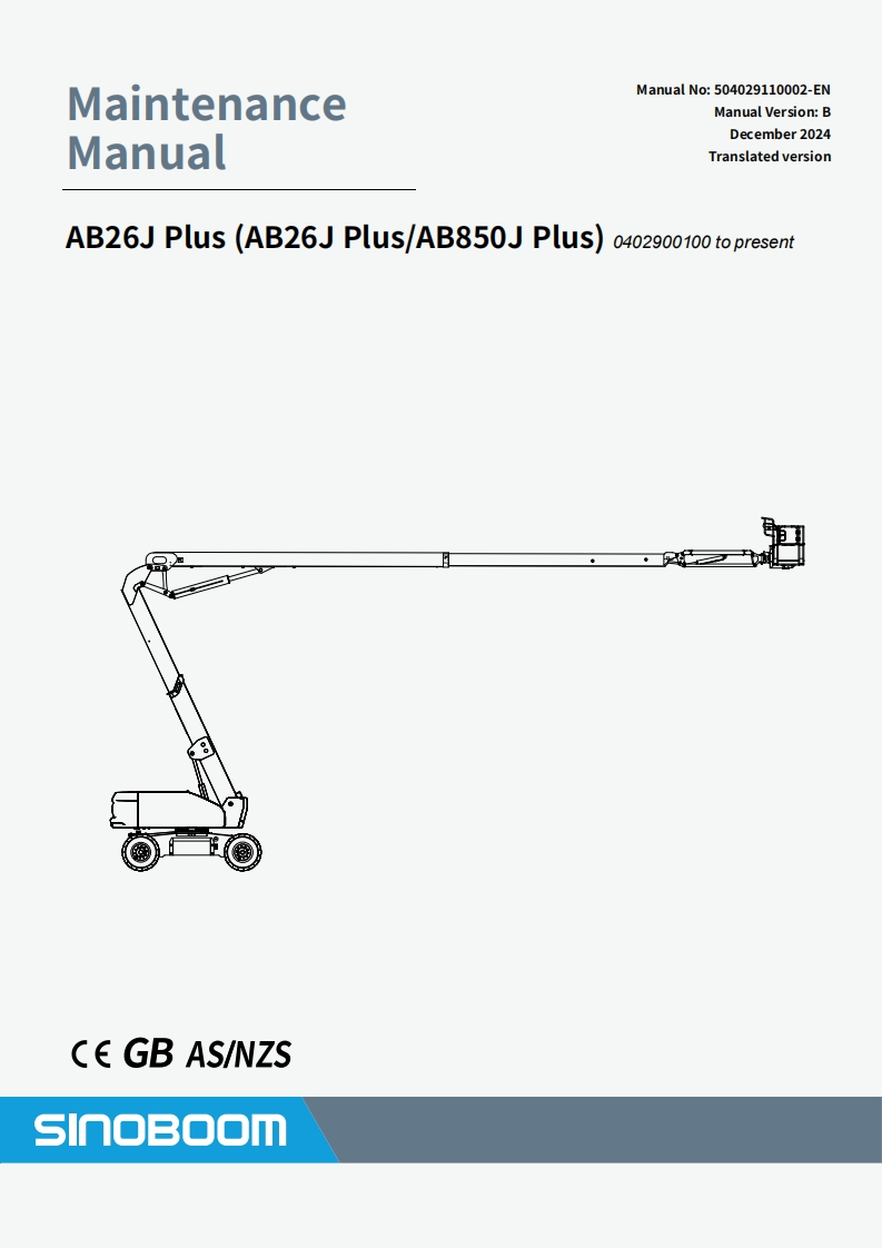 星邦重工SINOBOOM-AB26J-Plus-(AB26J-PlusAB850J-Plus)维修说明书手册