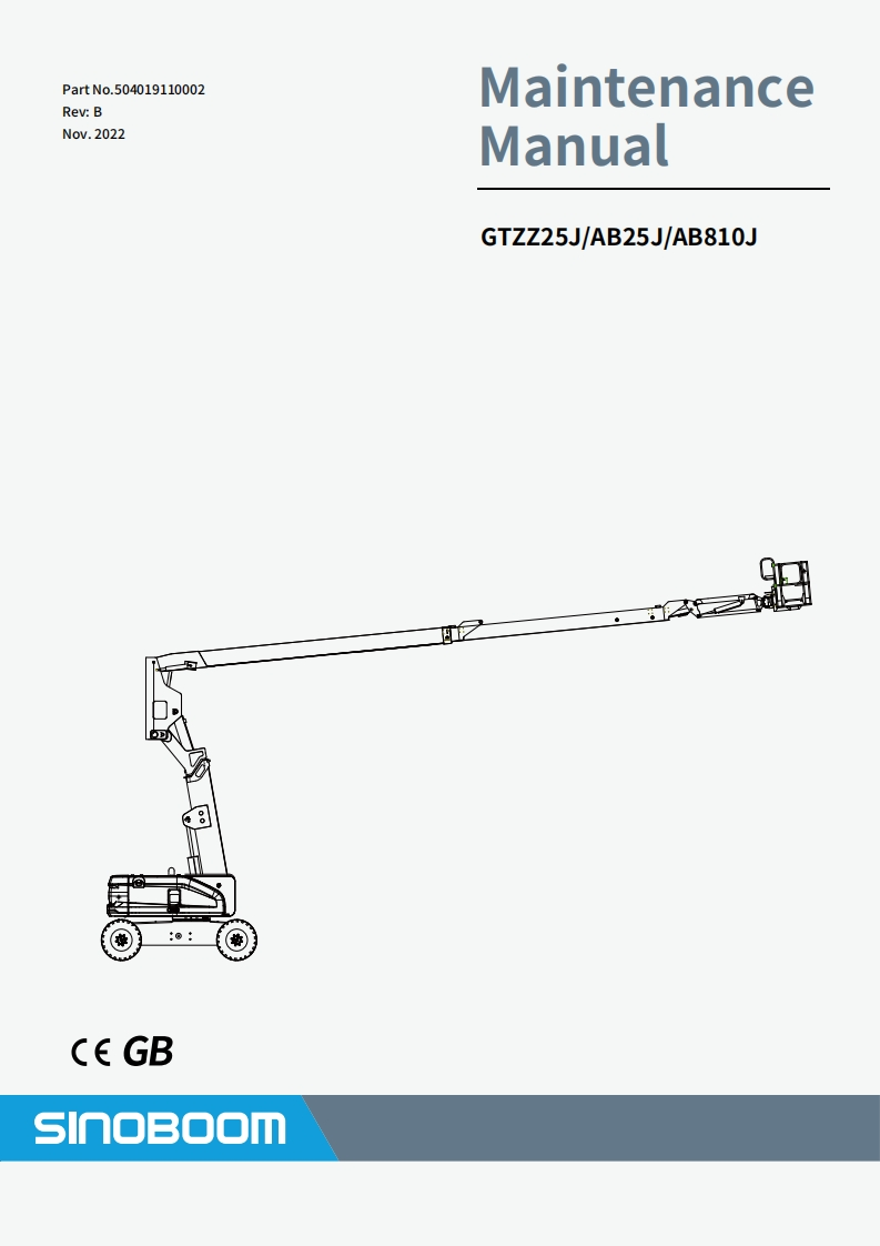 星邦重工SINOBOOM-GTZZ25JAB25JAB810J维修说明书手册