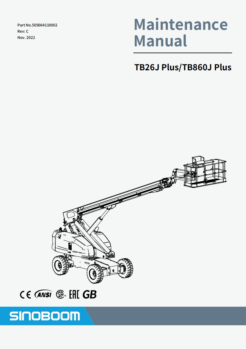 星邦重工SINOBOOM-TB26J-PlusTB860J-Plus维修说明书手册