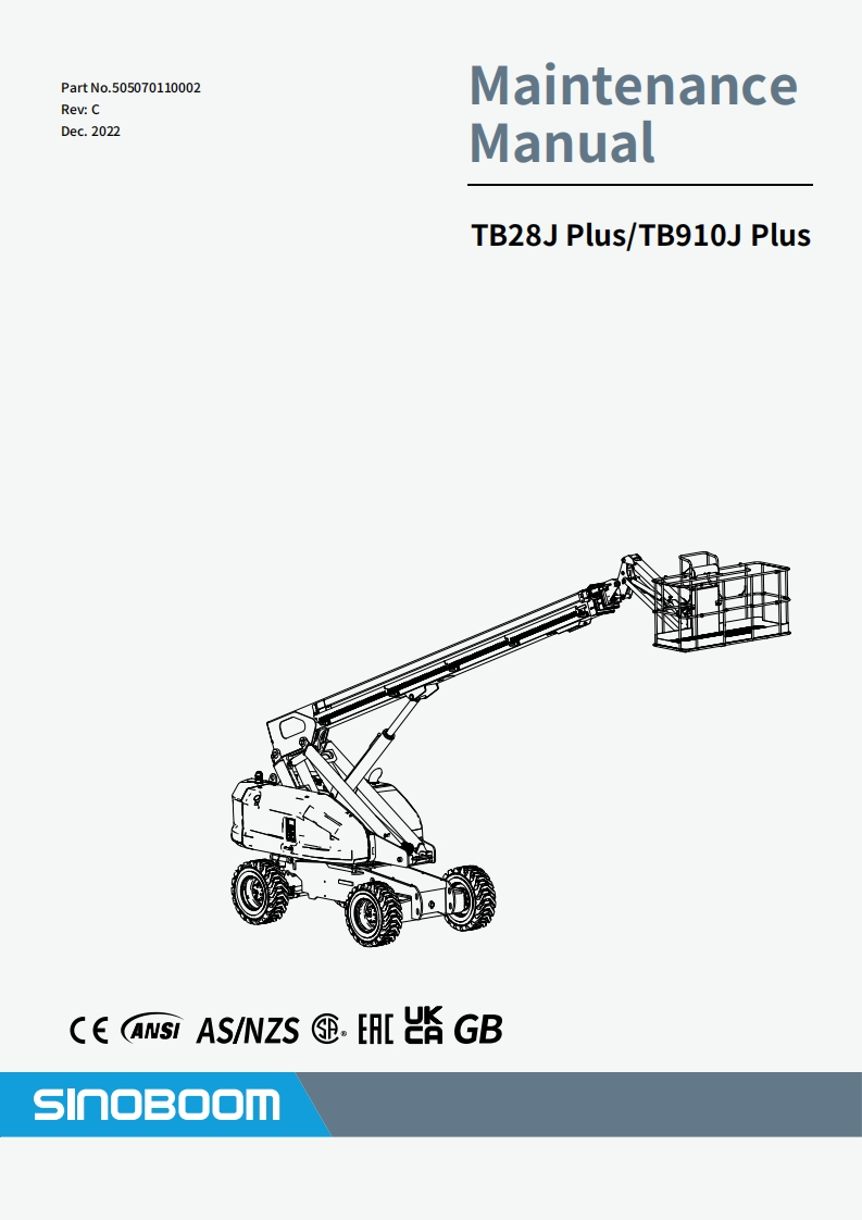 星邦重工SINOBOOM-TB28J-PlusTB910J-Plus维修说明书手册