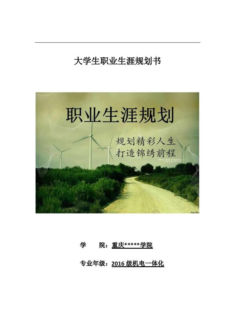 机电一体化大学生职业生涯规划书