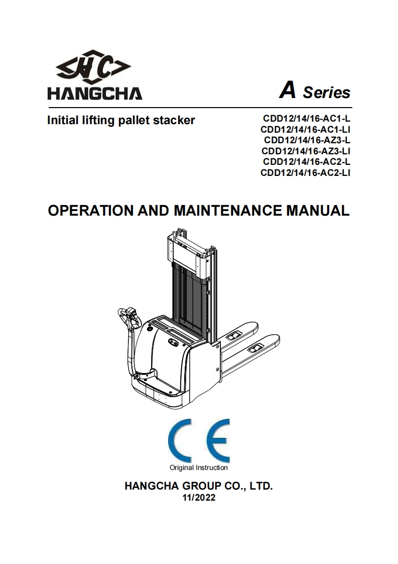 杭州叉车EN_CDD1_2_1_6-OPERATION-AND-MAINTENANCE-MANUAL操作与维修维护手册