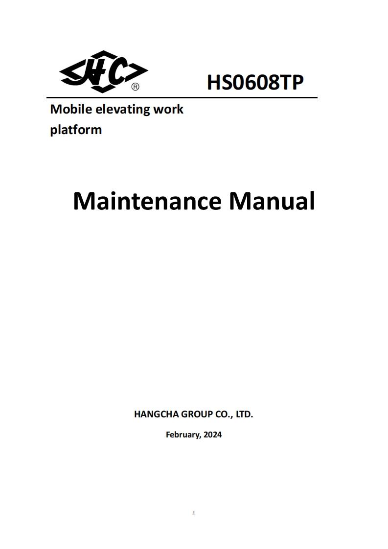 杭州叉车EN_Mobile-elevating-work-platform-HS0608TP操作与维修维护手册