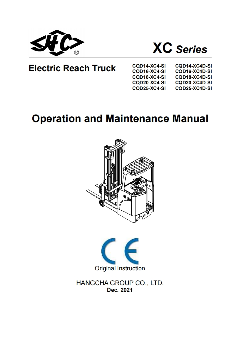 杭州叉车EN_Reachtruck-CQD14-20XC-SI_OPERATION-MANUAL操作与维修维护手册