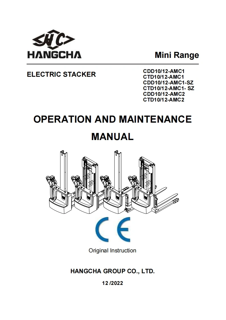 杭州叉车OMM-CDD10-12-AMC2零部件和维修手册含电器原理图和液压原理图