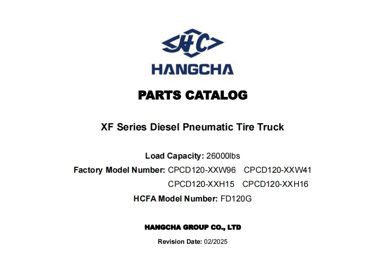 杭州叉车Parts-Catalog-CPCD120-XXW96（Part-1）零部件和维修手册含电器原理图和液压原理图