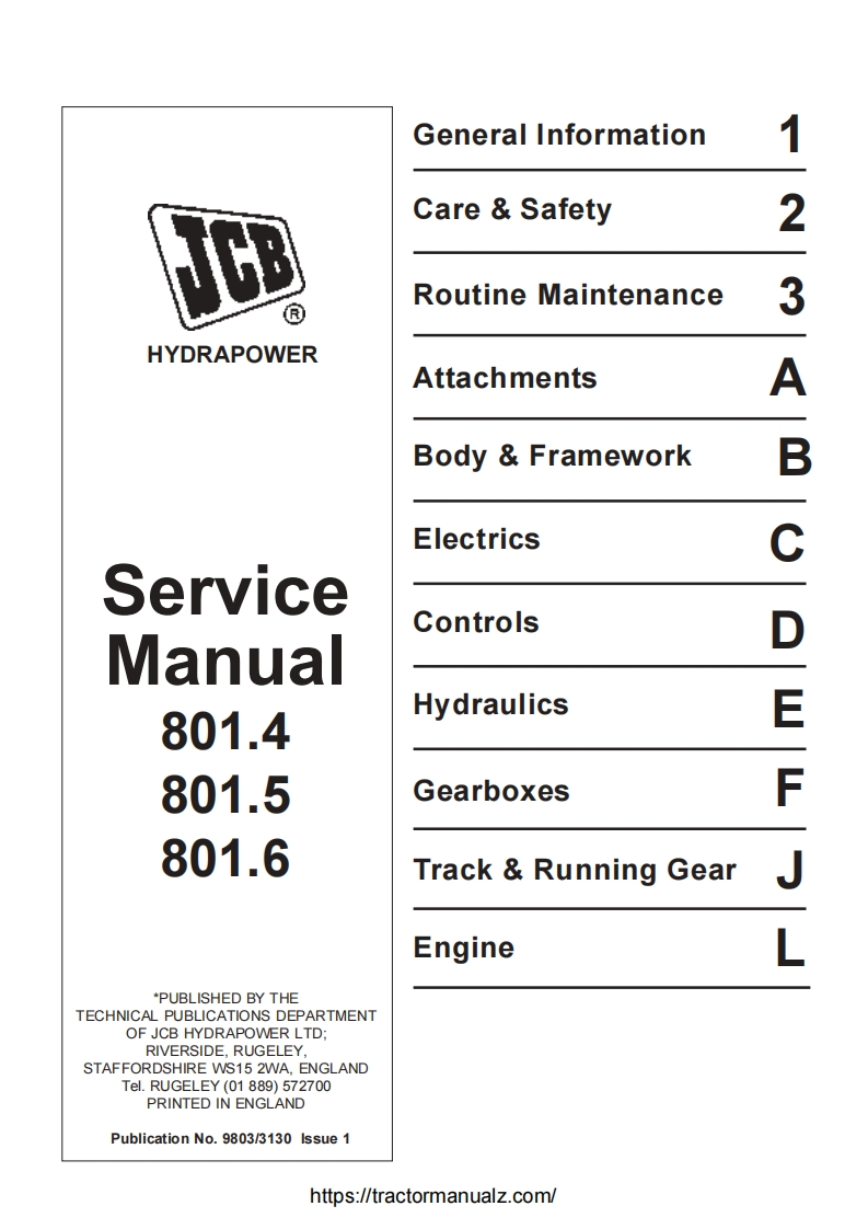 杰西博JCB-801-4-801-5-801-6-Mini-Excavator-维修手册含电器液压原理图-找手册网