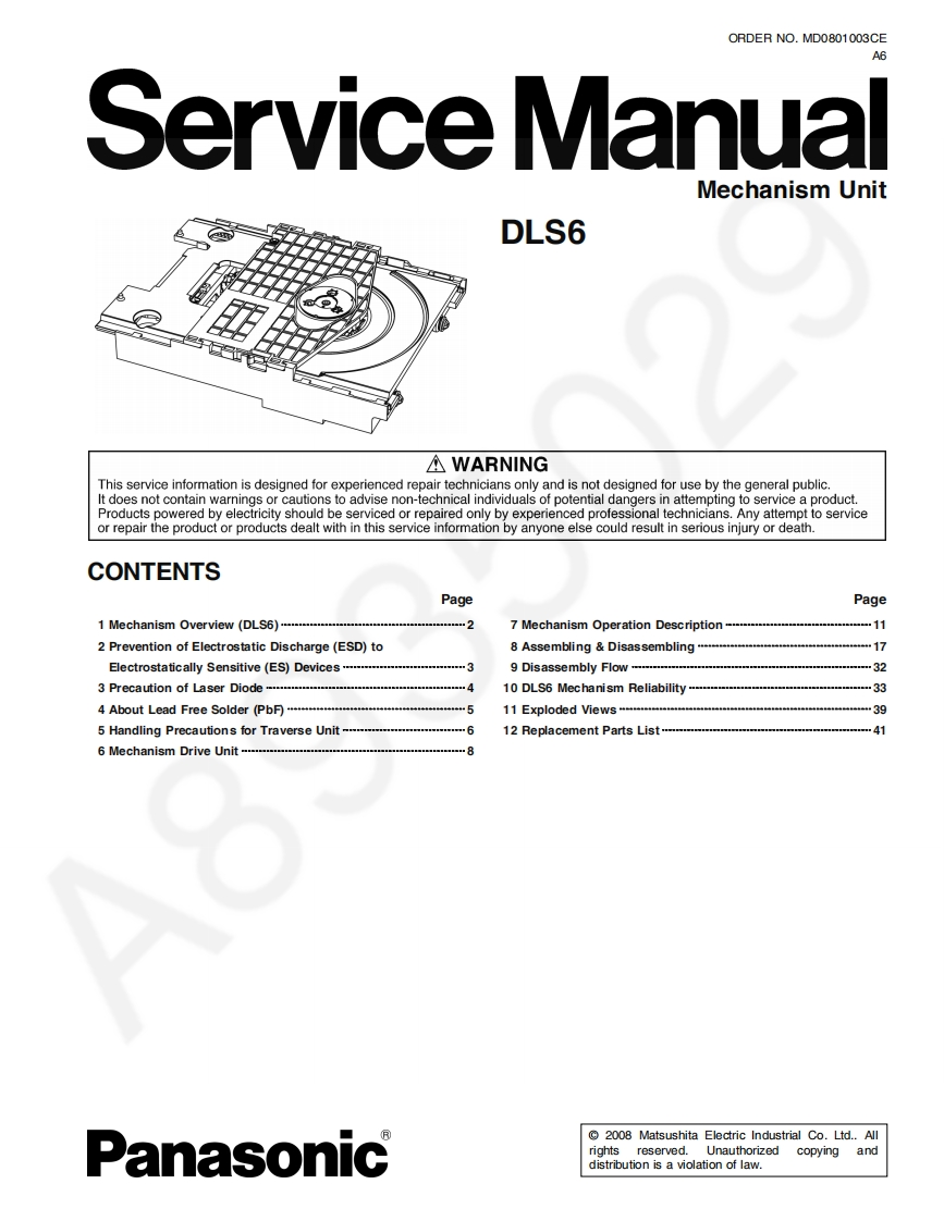 松下DLS6维修手册
