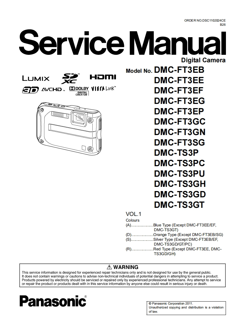 松下DMC-FT3GC维修手册