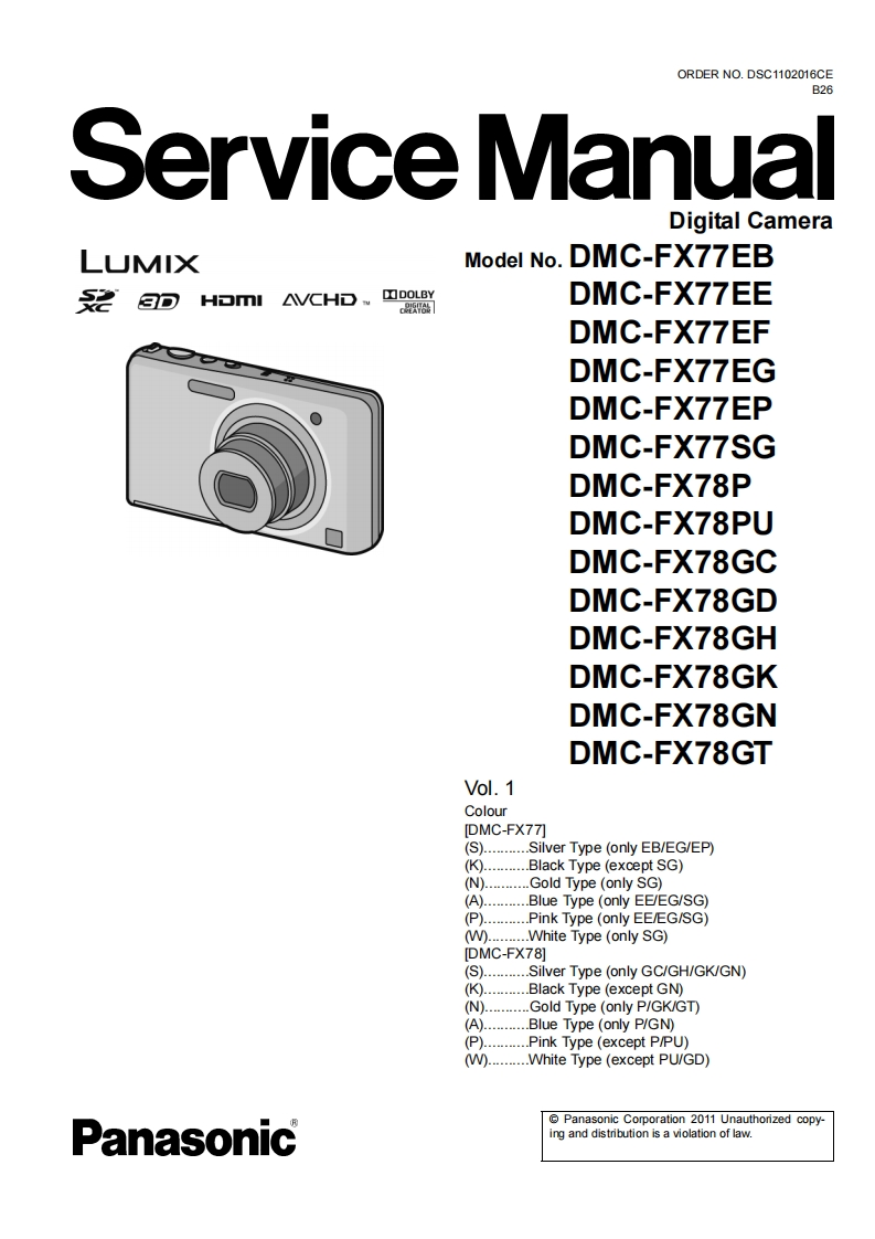 松下DMC-FX77维修手册