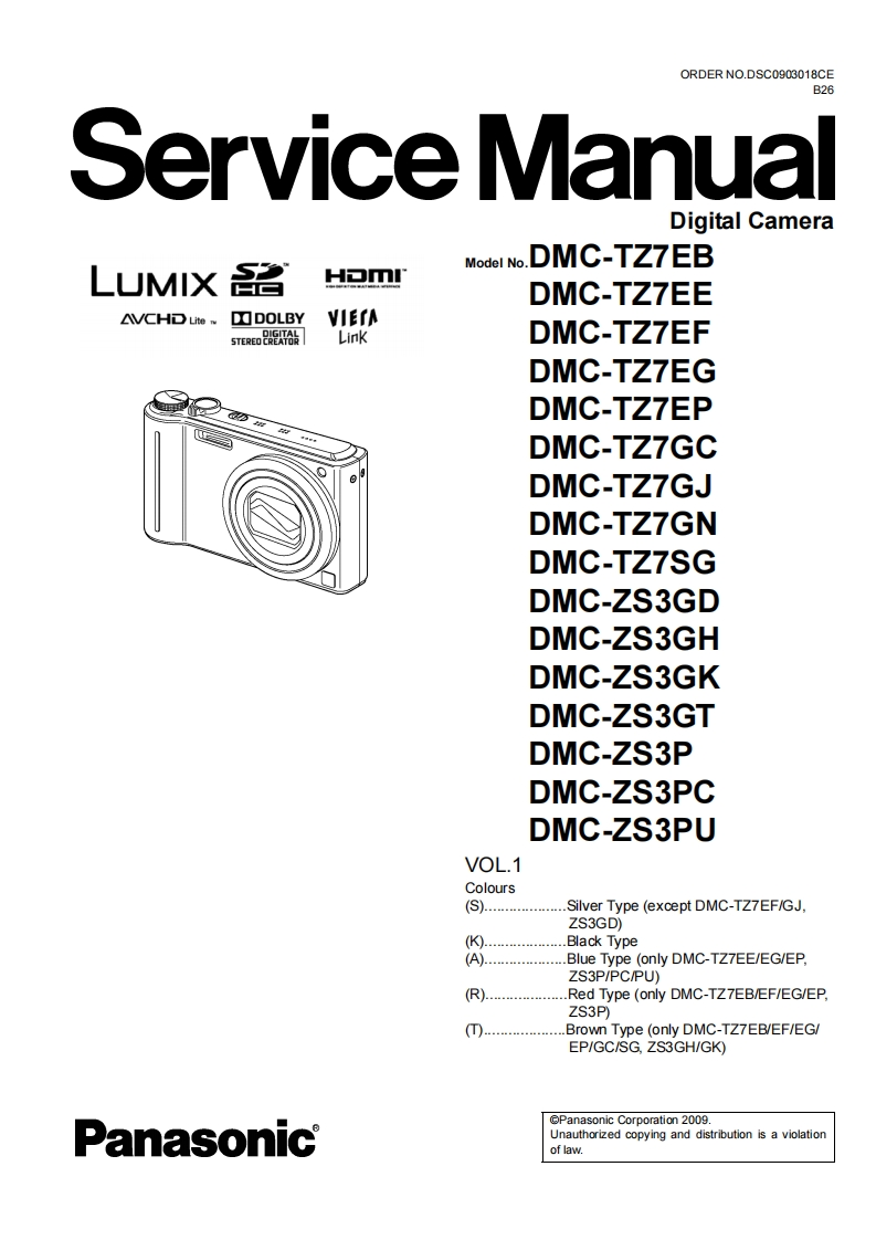 松下DMC-TZ7维修手册