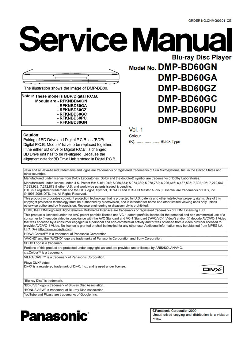 松下DMP-BD60维修手册